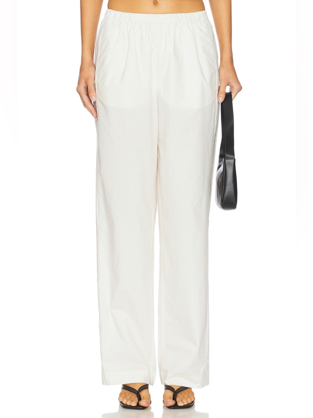 EAVES Kfir Pants in Chalk Size M NWT Ivory Cotton Wide Leg Pull On $195